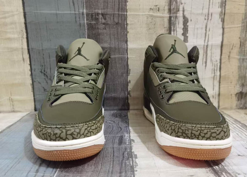 Air Jordan 3 Retro Medium Olive Sequoia Sail Elephant Print