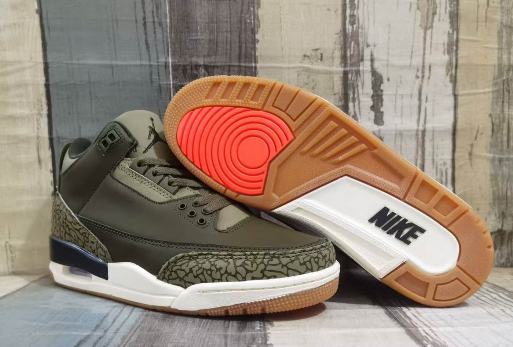 Air Jordan 3 Retro Medium Olive Sequoia Sail Elephant Print